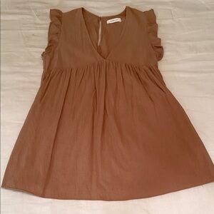 Linen Brown dress w/ built in shorts